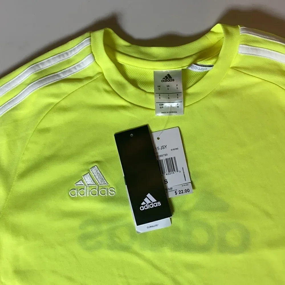 Adidas Men’s Yellow with White Detail Jersey T-Shirt Size S NWT